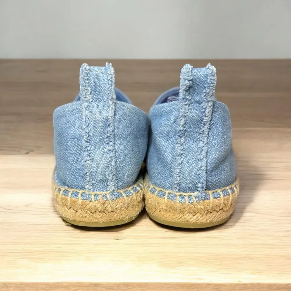 Tory Burch Double T Denim Espadrille Flat Size 7M